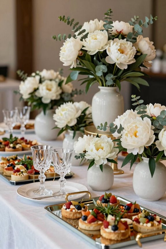 tall low profile centerpieces with strategic placement