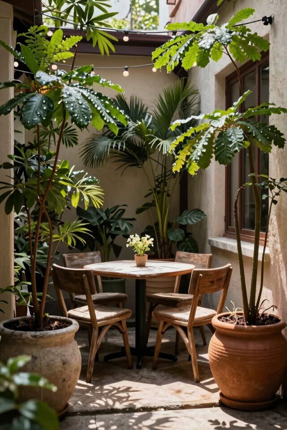 Outdoor Dining Room Ideas for Small Spaces 4 tall planters define private zones