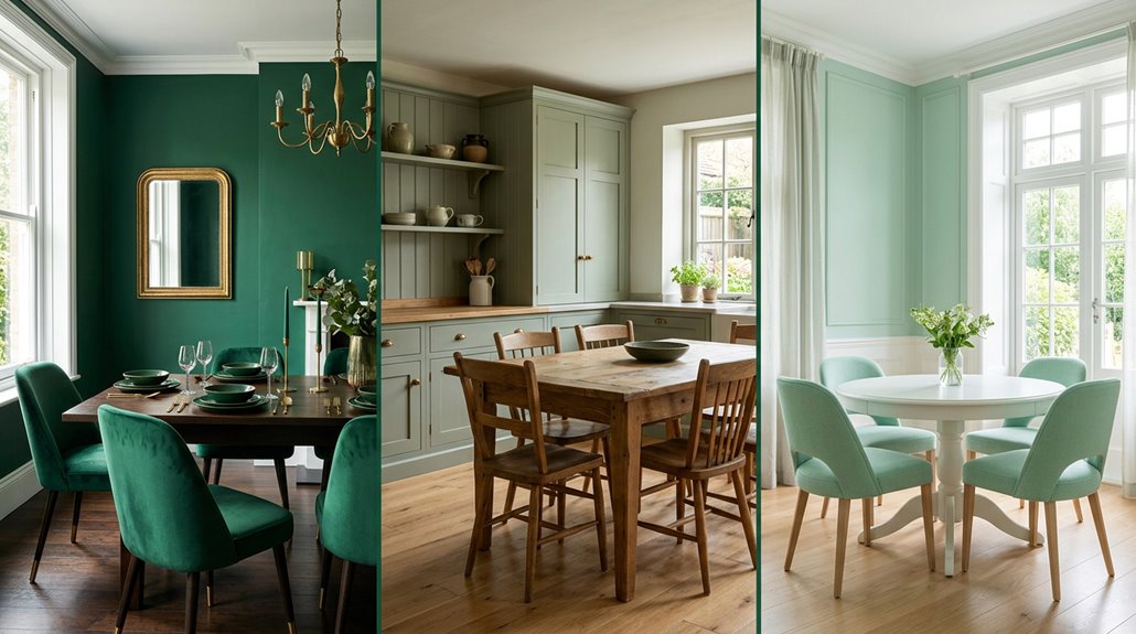 three green dining room schemes