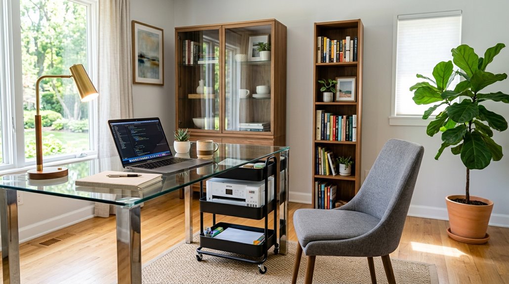 three in one dining office setup