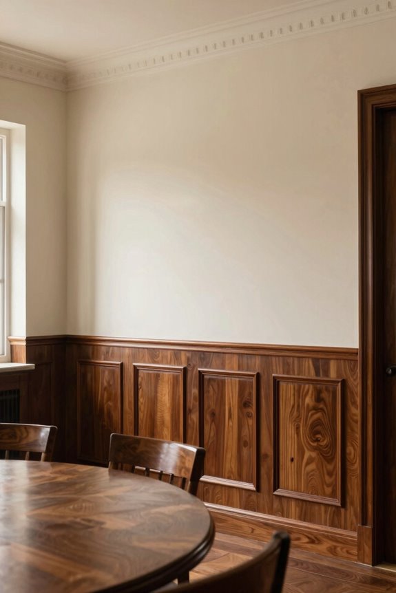 traditional two tone wainscoting with green stone tones