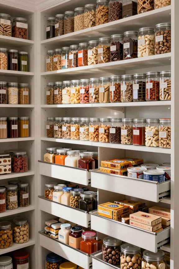 vertical pantry stacking tips tall shelves risers rollout drawers