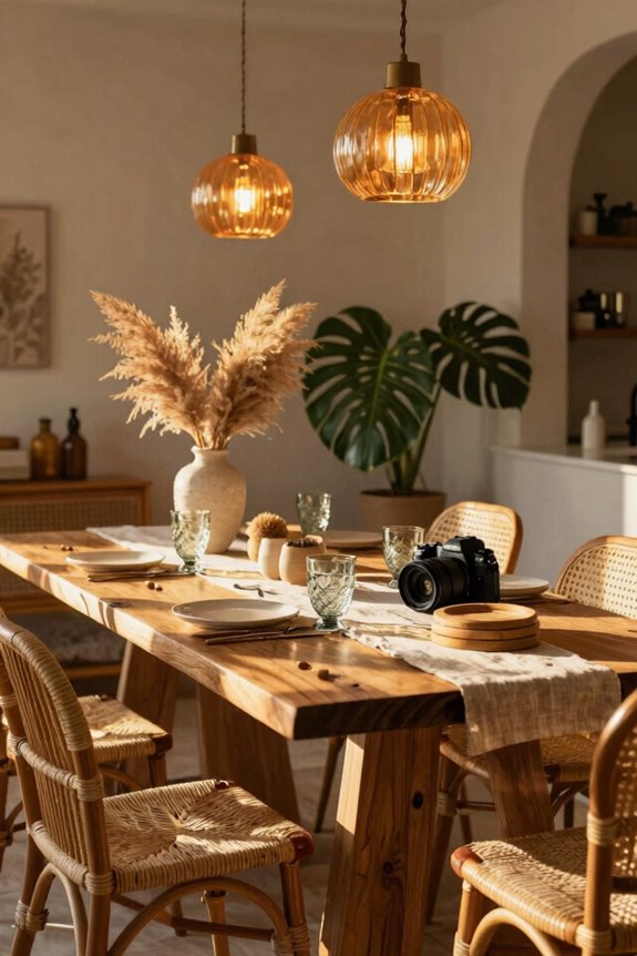 warm sustainable boho dining lighting